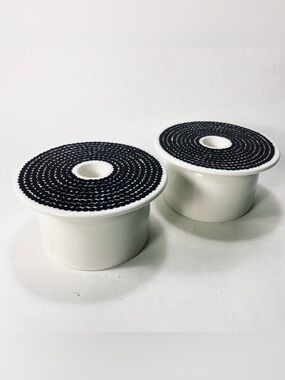 2 Marimekko Oiva Räsymatto Loimu Black White Polka Dot Finland Candle Holders